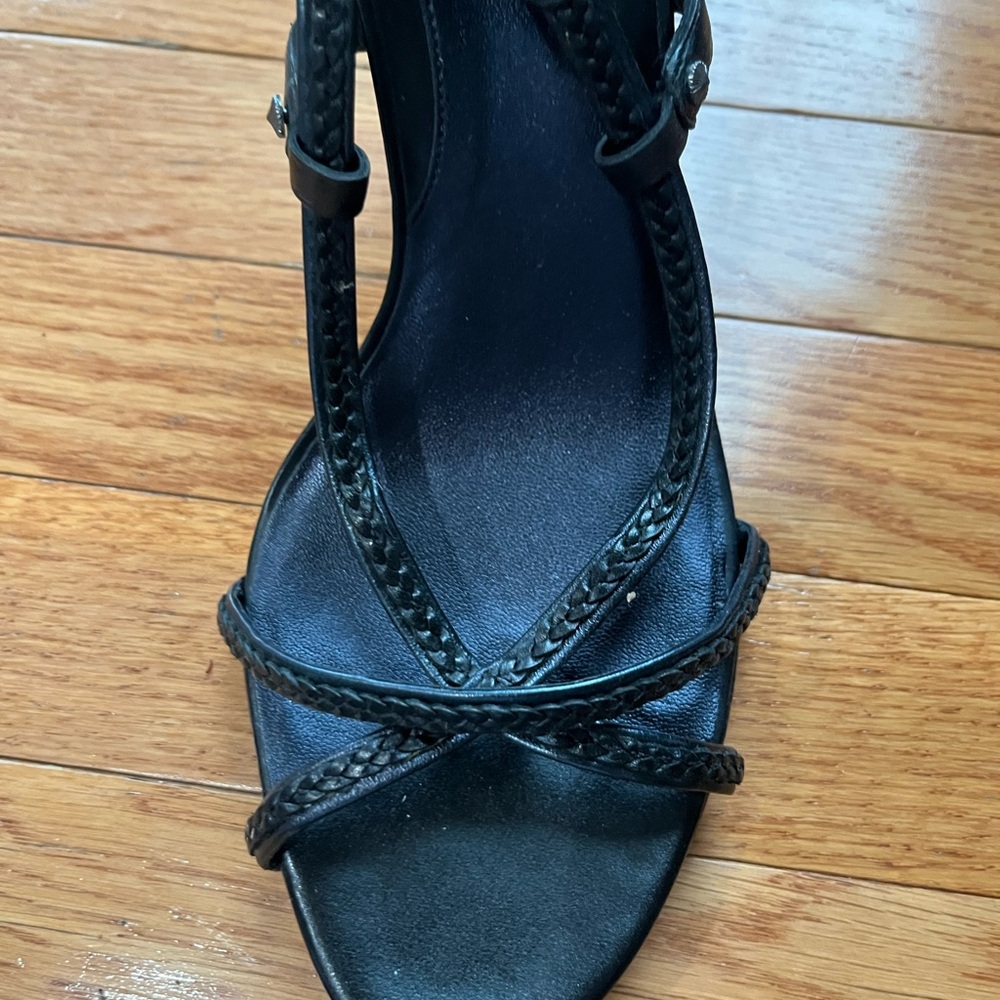 Cole Haan Black Strappy Leather Heeled Sandals - Picture 4 of 6